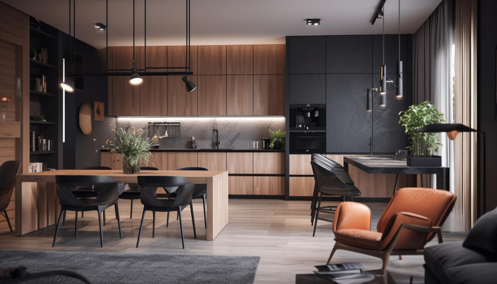 Masterful Construction Inc. luxury-domestic-kitchen-with-elegant-wooden-design-generated-by-ai 5 Tips for Modern House Design  